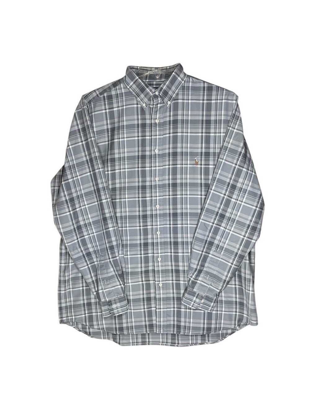 Polo Ralph Lauren Shirt Mens XLT Gray Plaid Button-Down Long Sleeve
